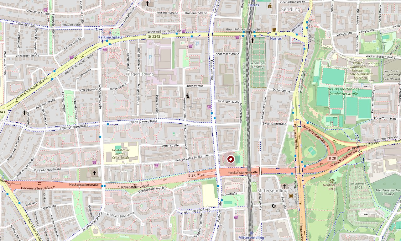 Karte mit dem Standort Jachenauer Str. 9 in München